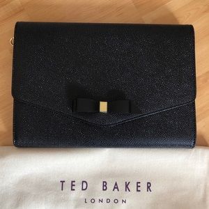 Ted Baker London Bow Black Leather Clutch, NWT